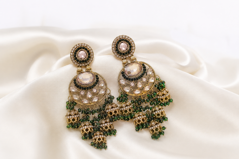Emerald Jhumka Chandelier Earrings