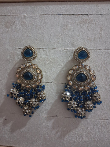 Navrang Premium Kundan & Bead Drop Jhumka Earrings (Available in 12 Shades)