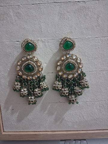 Navrang Premium Kundan & Bead Drop Jhumka Earrings (Available in 12 Shades)
