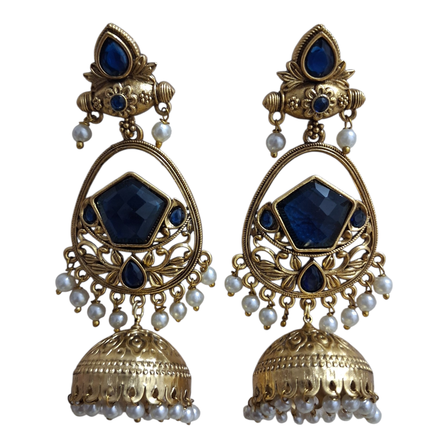 Pastel Mint Green Pastel Stone Antique Jhumkas