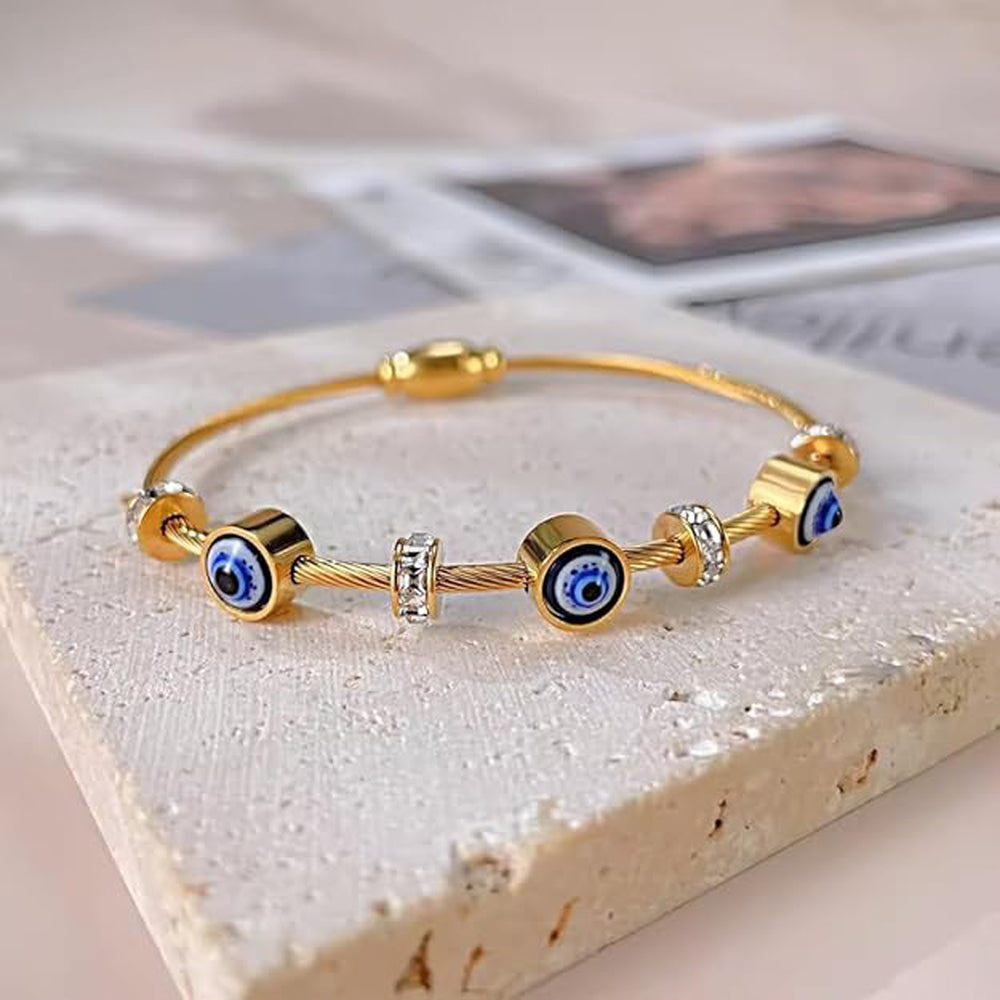 Aura Shield: Slim Twisted Cable Evil Eye Bracelet