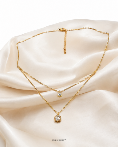 Elegant Dual-Layer CZ Pendant Necklace