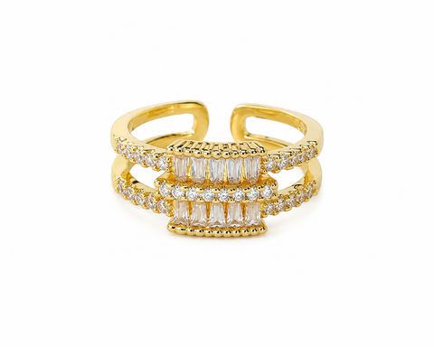 Celeste Baguette Crystal Open Ring