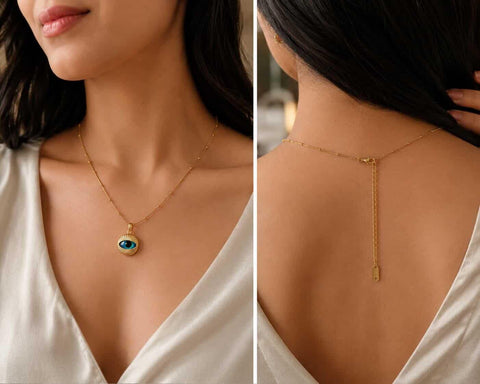Gold Evil Eye Pendant Necklace for Women