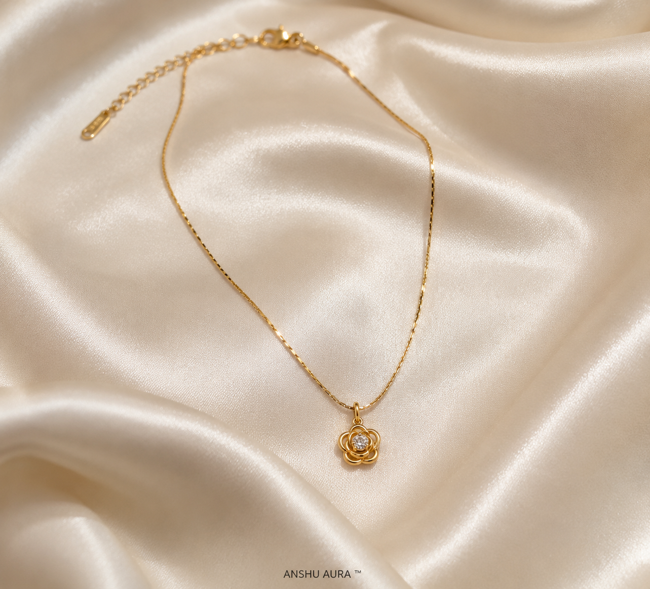 Gold Floral Pendant Necklace