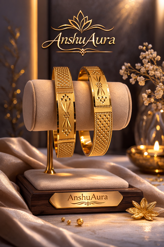 AnshuAura Royal Gold Bangles – Elegant Luxury Bracelet for Women