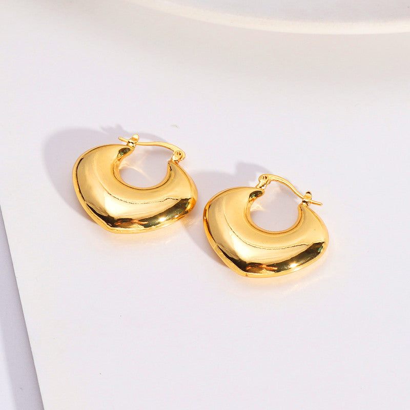 Aurora Chunky Gold Croissant Hoop Earrings - Anti-Tarnish Lifestyle Wear