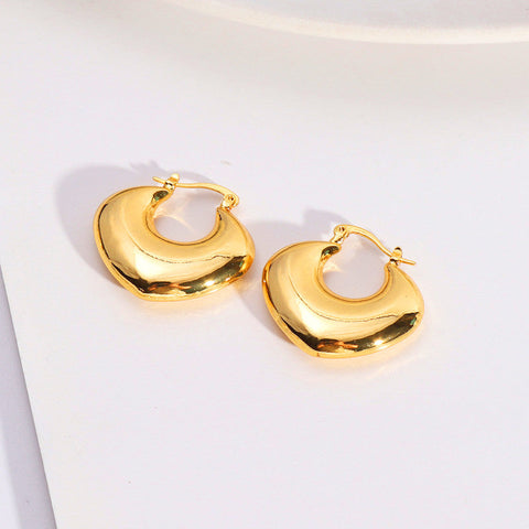 Aurora Chunky Gold Croissant Hoop Earrings - Anti-Tarnish Lifestyle Wear
