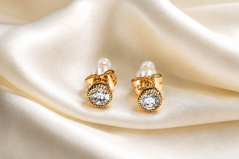 Gold Crystal Stud Earrings