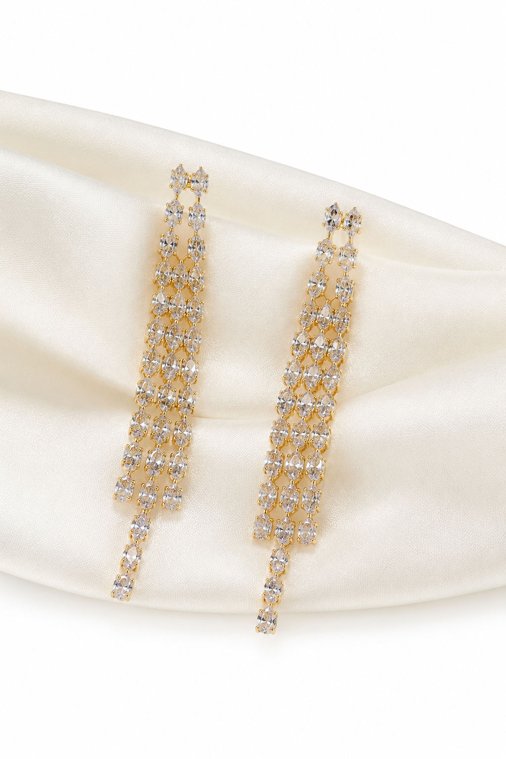 Crystal Cascade Tassel Earrings