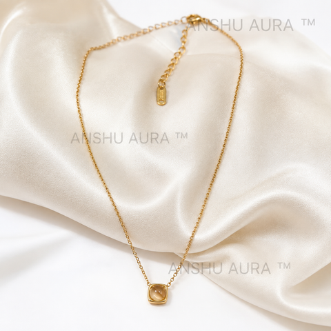 Square Stone Gold Pendant Necklace