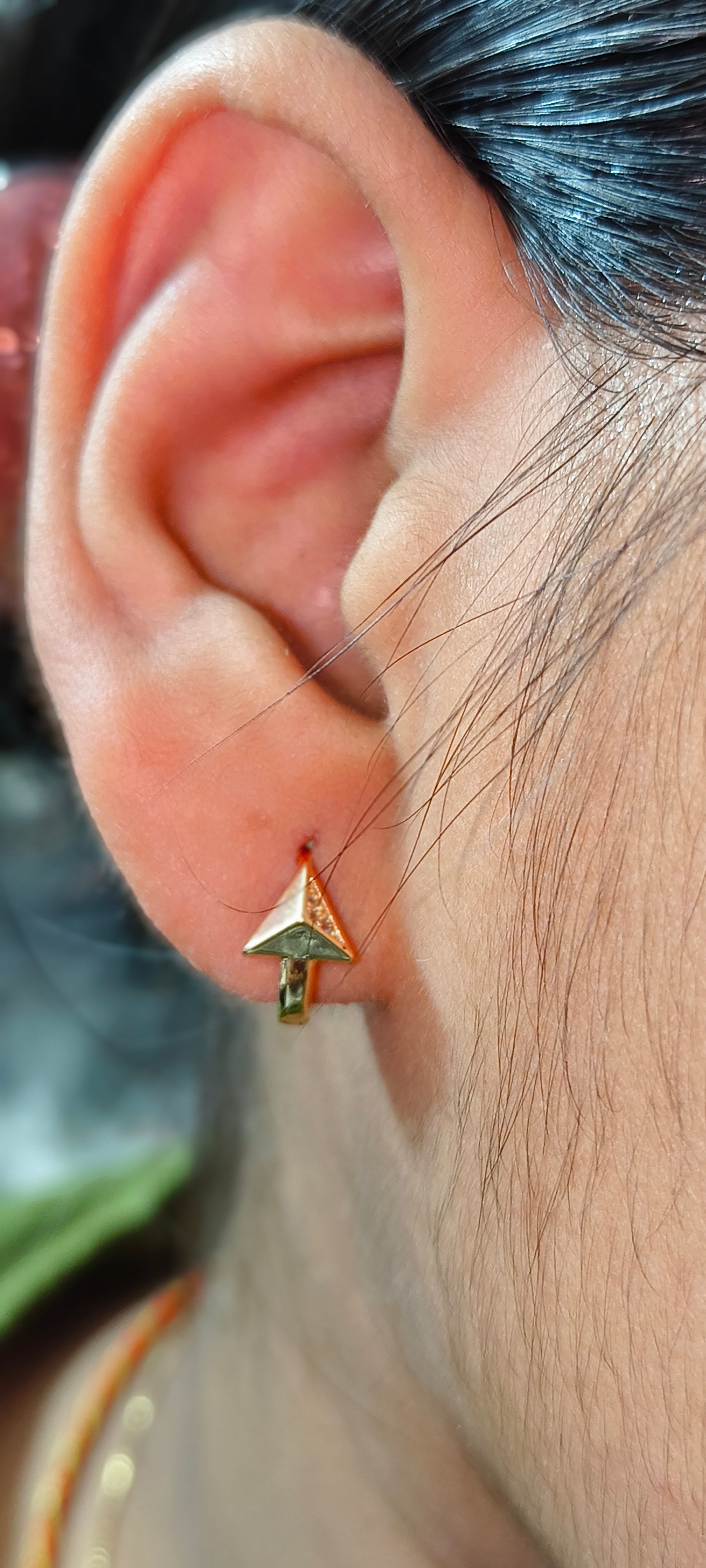 Triangle Stone Hoop Earrings