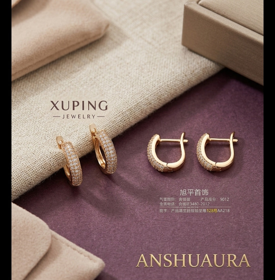 Anshuaura Divine Harmony – Premium Diamond-Studded Hoop Earrings