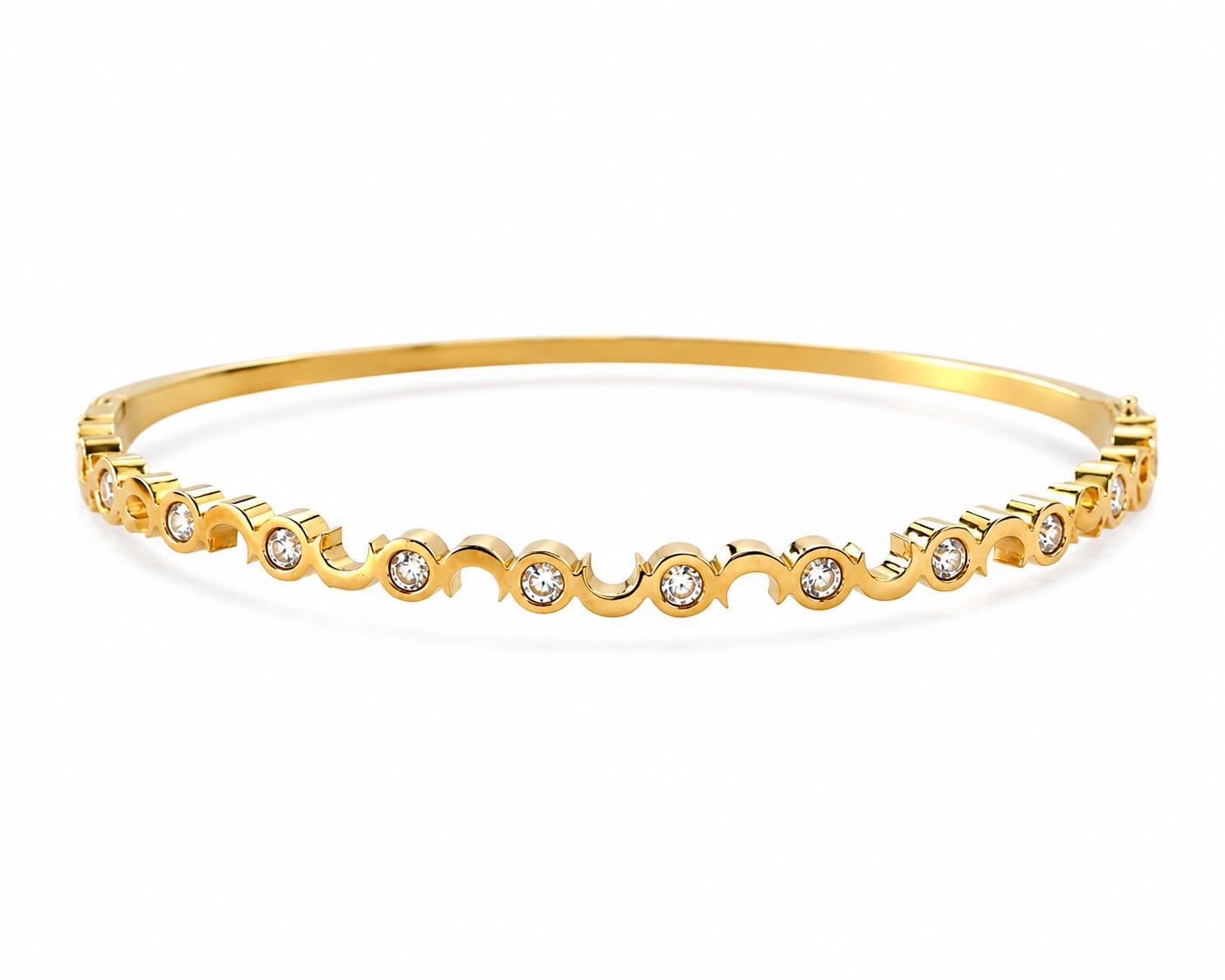 Wave Crystal Gold Bangle