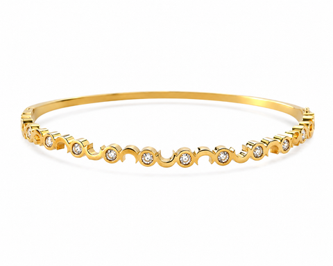 Wave Crystal Gold Bangle