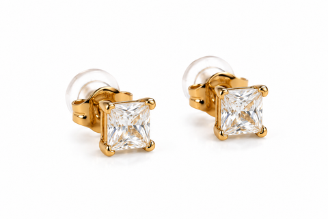 Princess Cut Crystal Stud Earrings