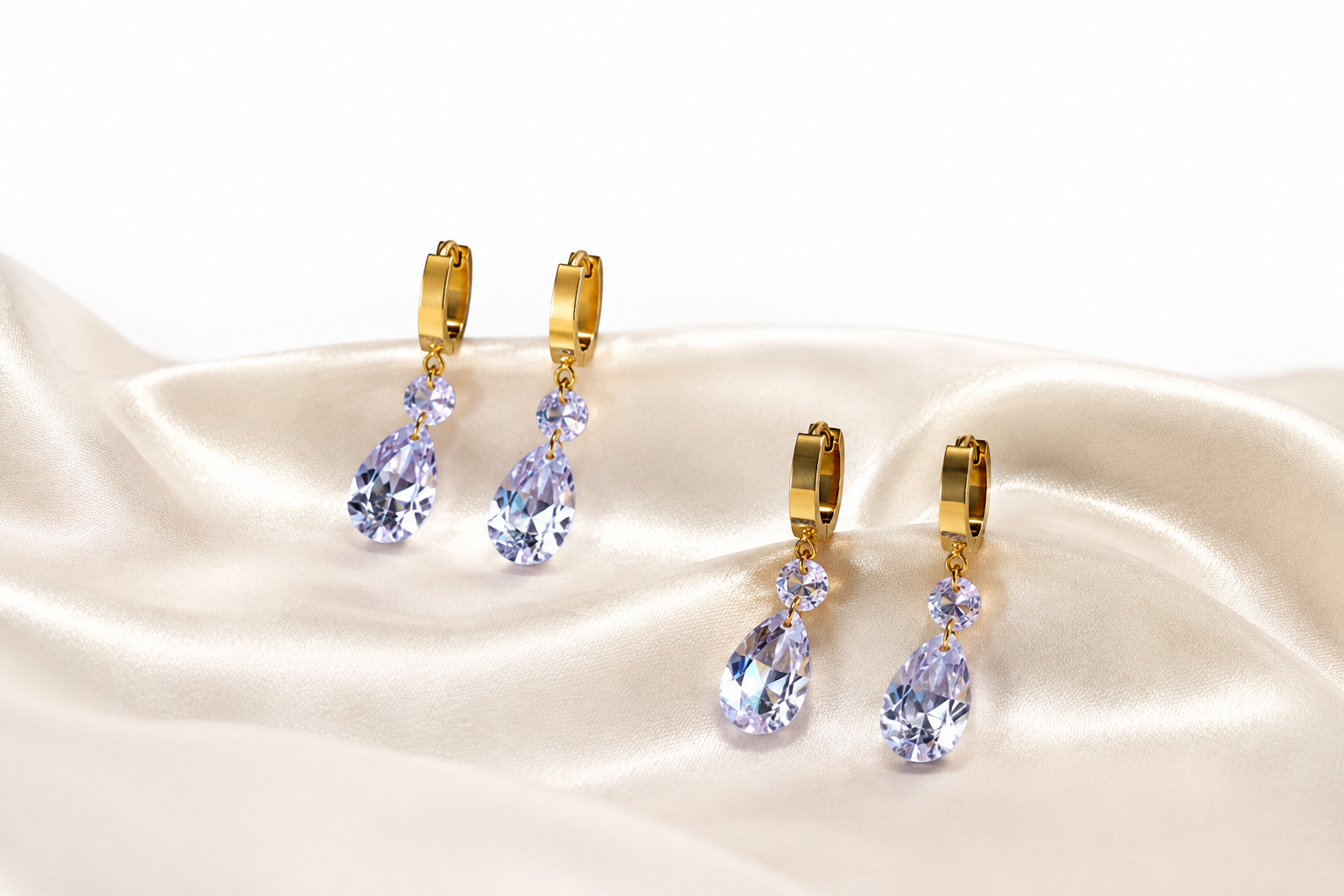 Crystal Drop Hoop Earrings