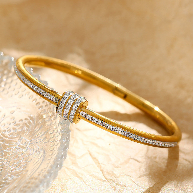 Premium gold plated crystal studded cylinder bracelets