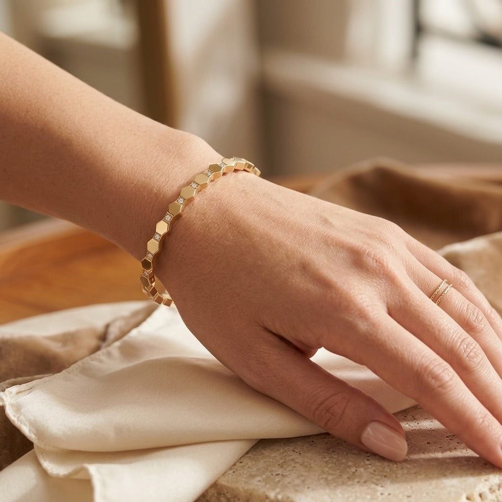 Hexa Luxe Gold Plated Crystal