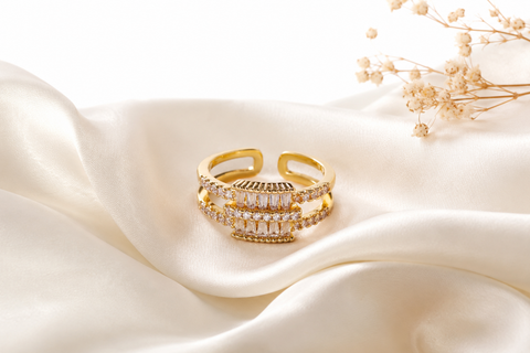 Celeste Baguette Crystal Open Ring