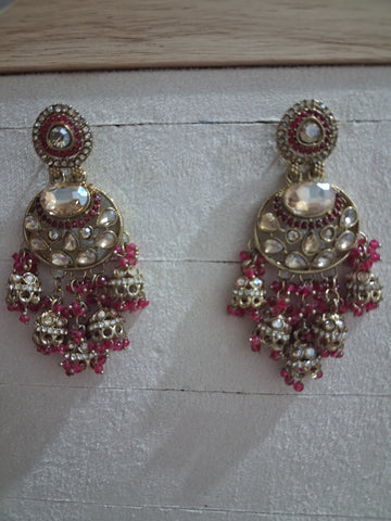 Anshu Aura Designer Kundan Jhumka Earrings with Premium Stone & Bead Work (Multiple Colors)