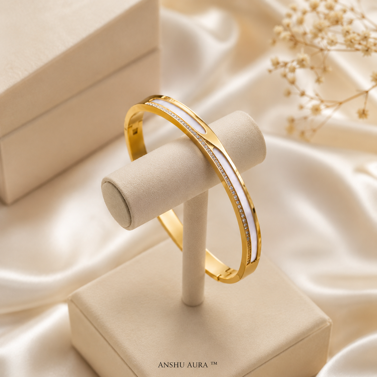Celestial Pearl Crystal Gold Bracelet