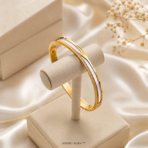 Celestial Pearl Crystal Gold Bracelet