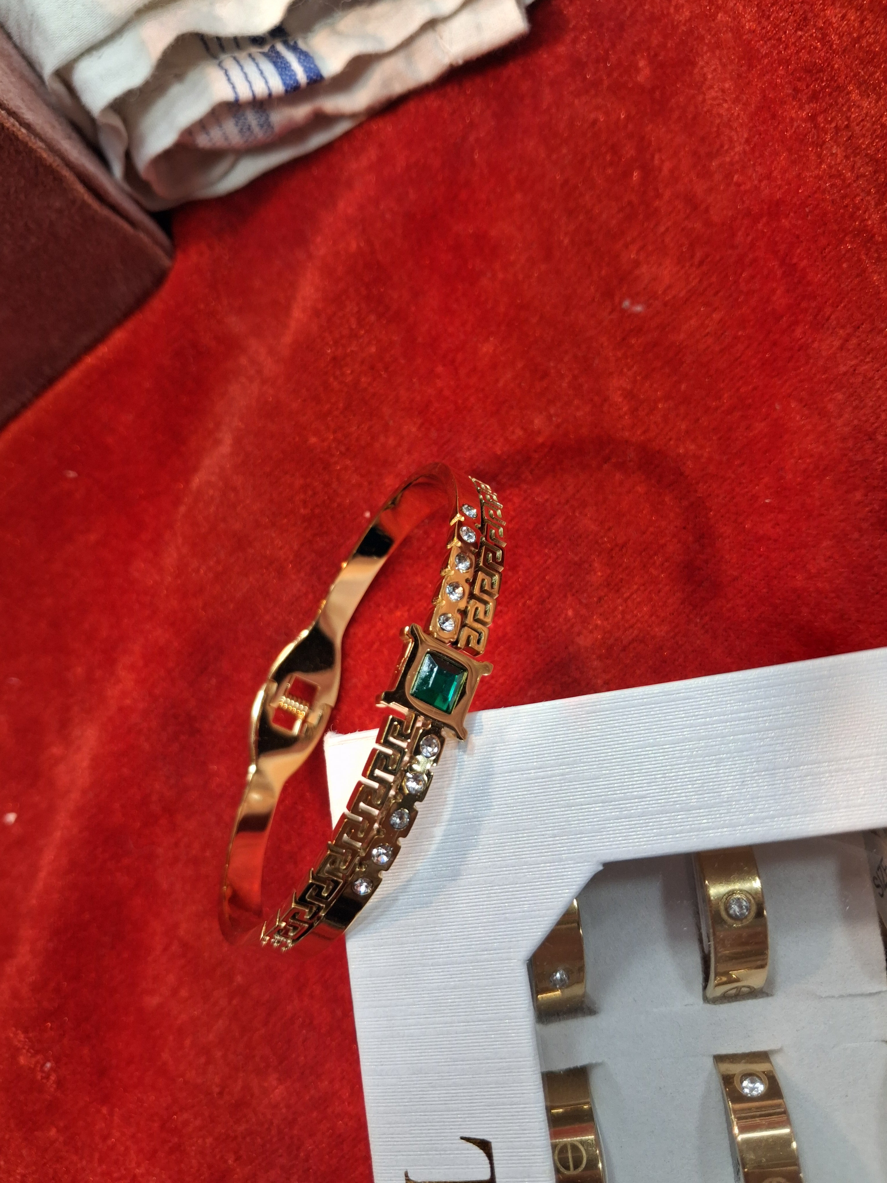 Emerald green gold plated bracelets