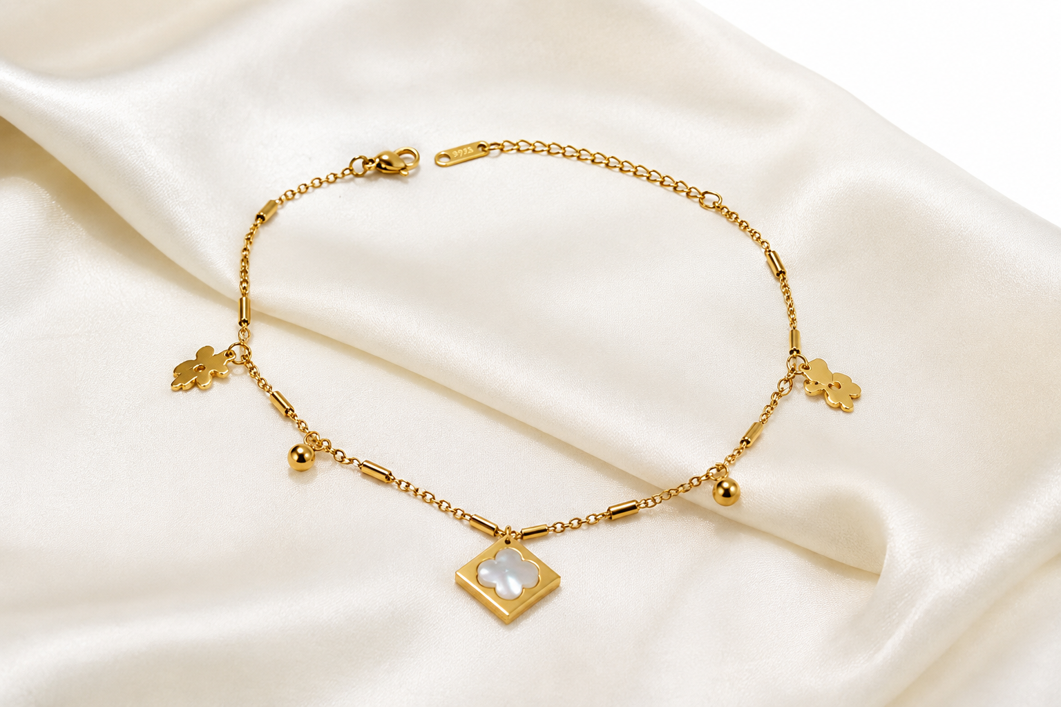 Golden Clover Charm Anklet