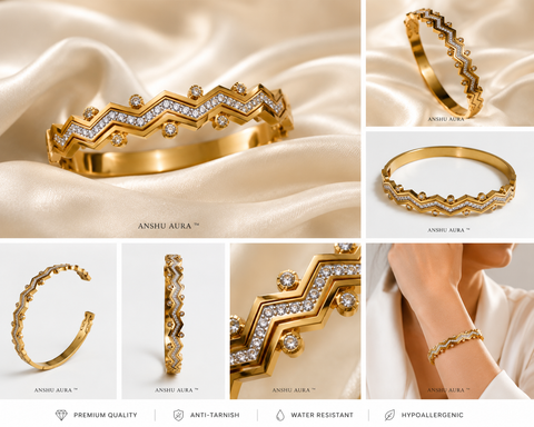 Celeste Zigzag Crystal Gold Bracelet