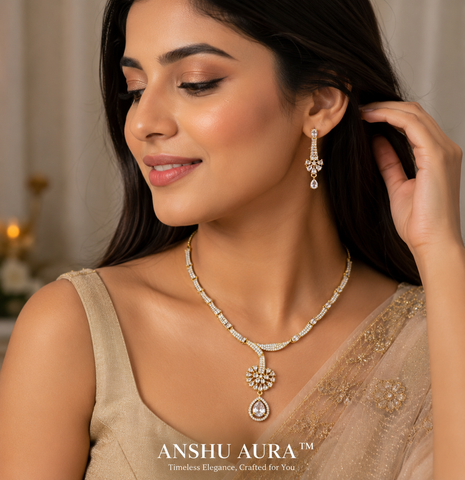 Celestial Grace Gold-Tone Crystal Necklace Set