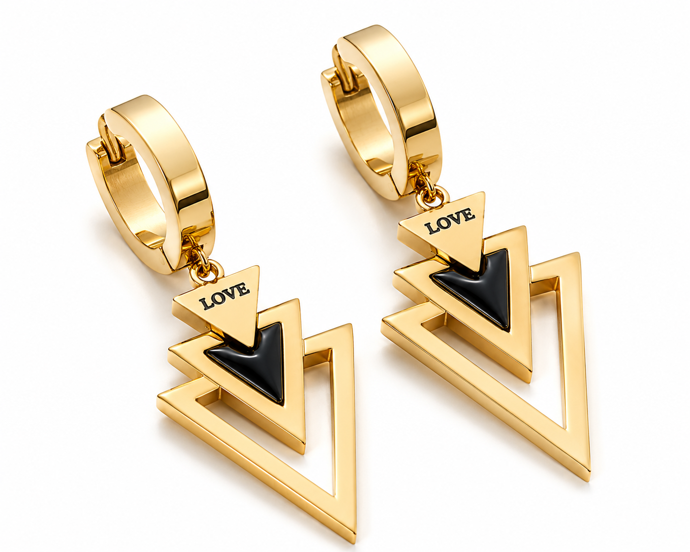 LOVE Geometric Triangle Drop Earrings