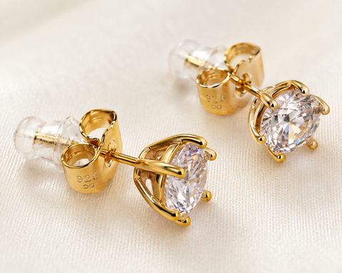 Celestial Solitaire CZ Stud Earrings