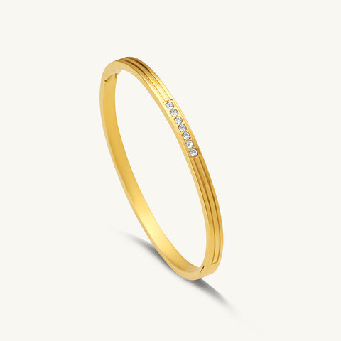 ANSHU AURA JEWELLERY Gold Plated Diamond Accent Stainless Steel Kada Bracelet for Women