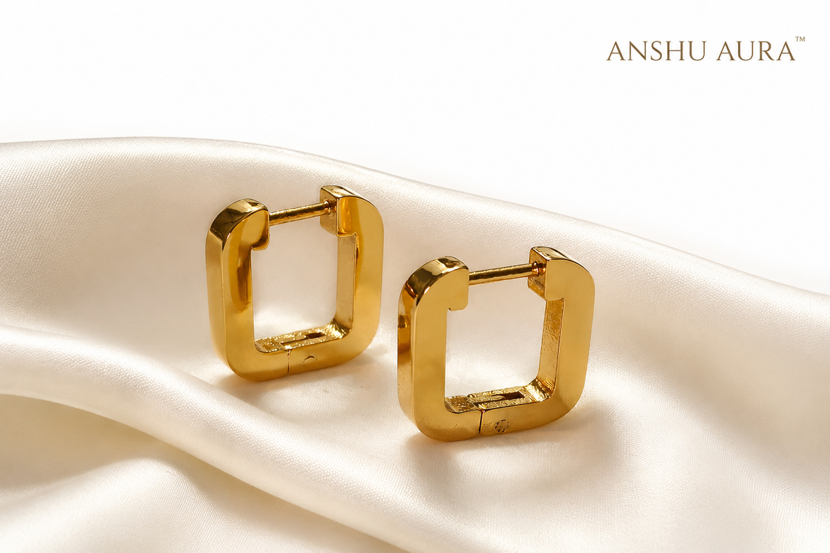 Gold Square Hoop Earrings