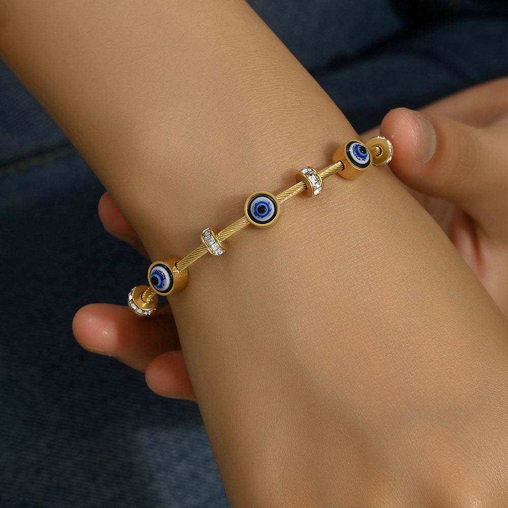 Aura Shield: Slim Twisted Cable Evil Eye Bracelet