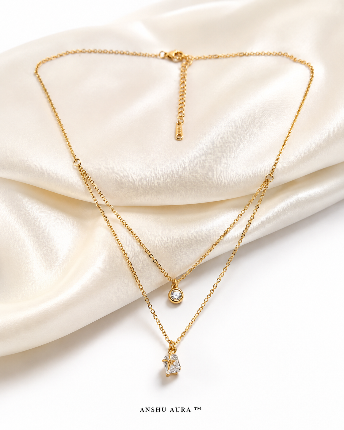 Celeste Dual-Layer Crystal Pendant Necklace