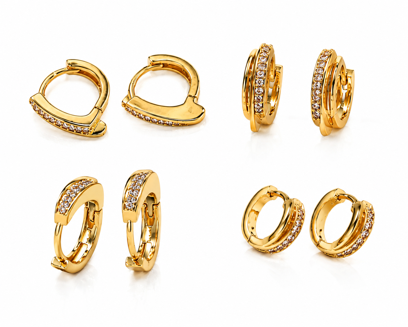 Elegant Pavé Gold Hoop Earrings