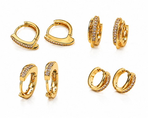 Elegant Pavé Gold Hoop Earrings