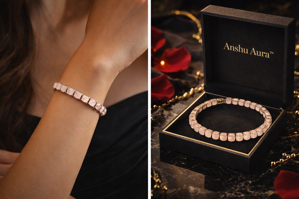 Anshu Aura™️ Rose Quartz Luxury Bracelet
Short Tagline
Elegance That Shines Every Day