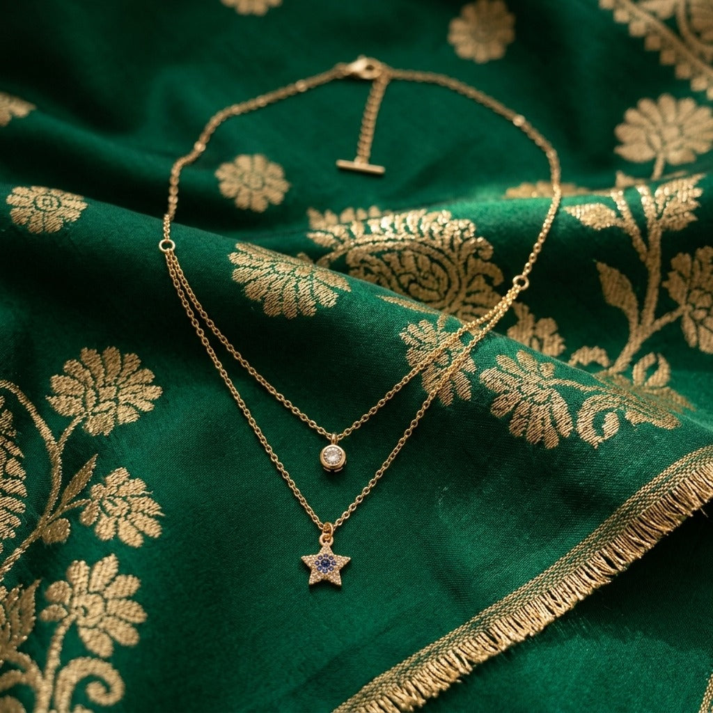 Celestial Star Double Layer Pendant Necklace