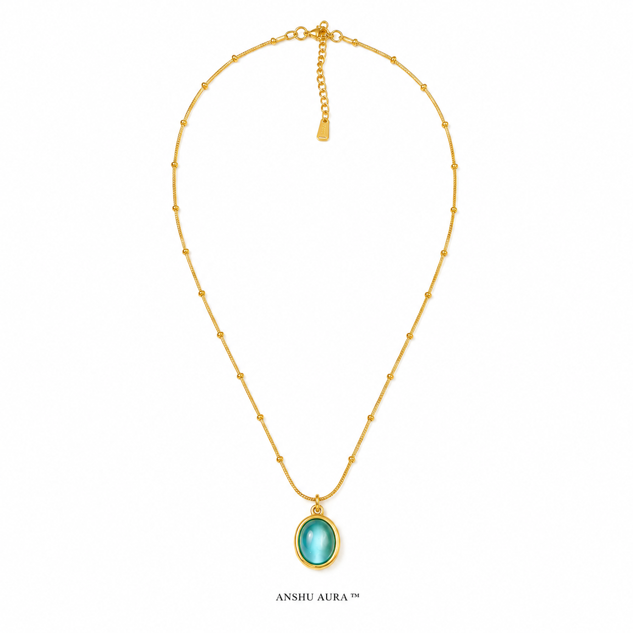 Aqua Elegance Gold Pendant Necklace