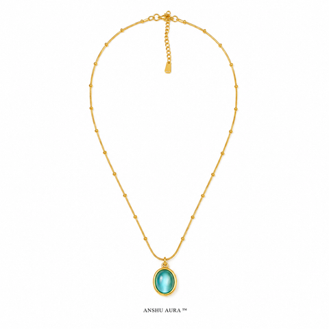 Aqua Elegance Gold Pendant Necklace