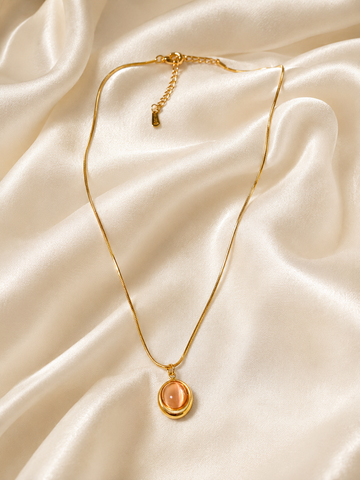 Peach Cat Eye Stone Gold