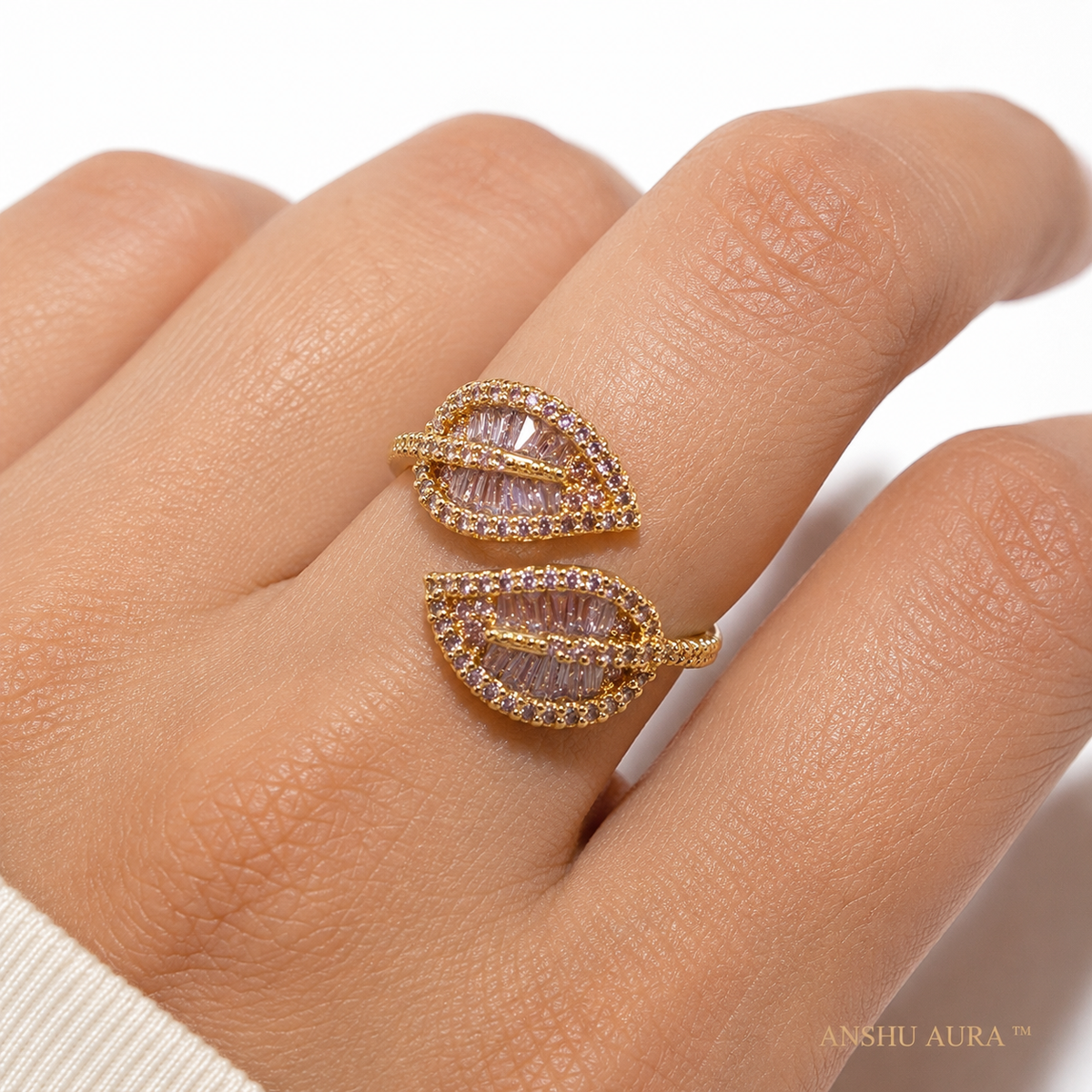 Luxe Lavender Leaf Open Ring
