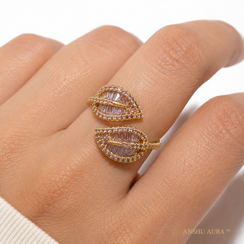Luxe Lavender Leaf Open Ring