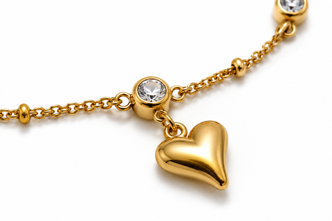 Heart Charm Gold Anklet