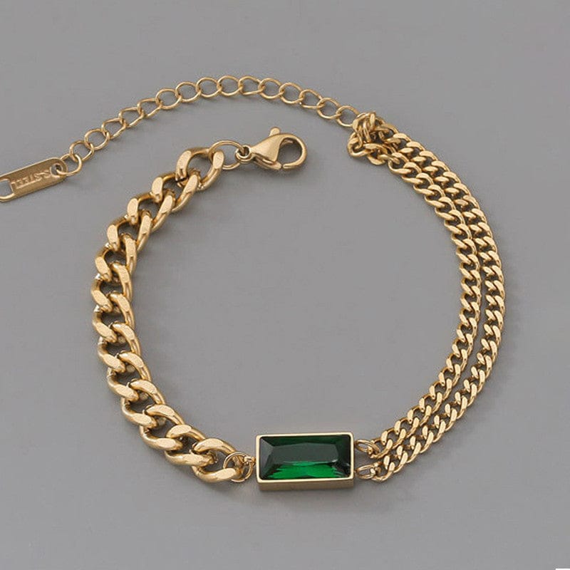 Emerald Luxe Gold Chain Bracelet