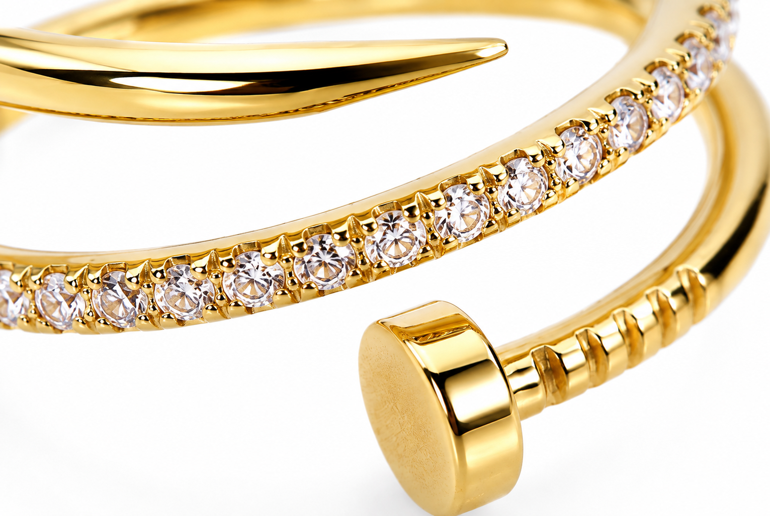 Elegant Crystal Spiral Adjustable Ring