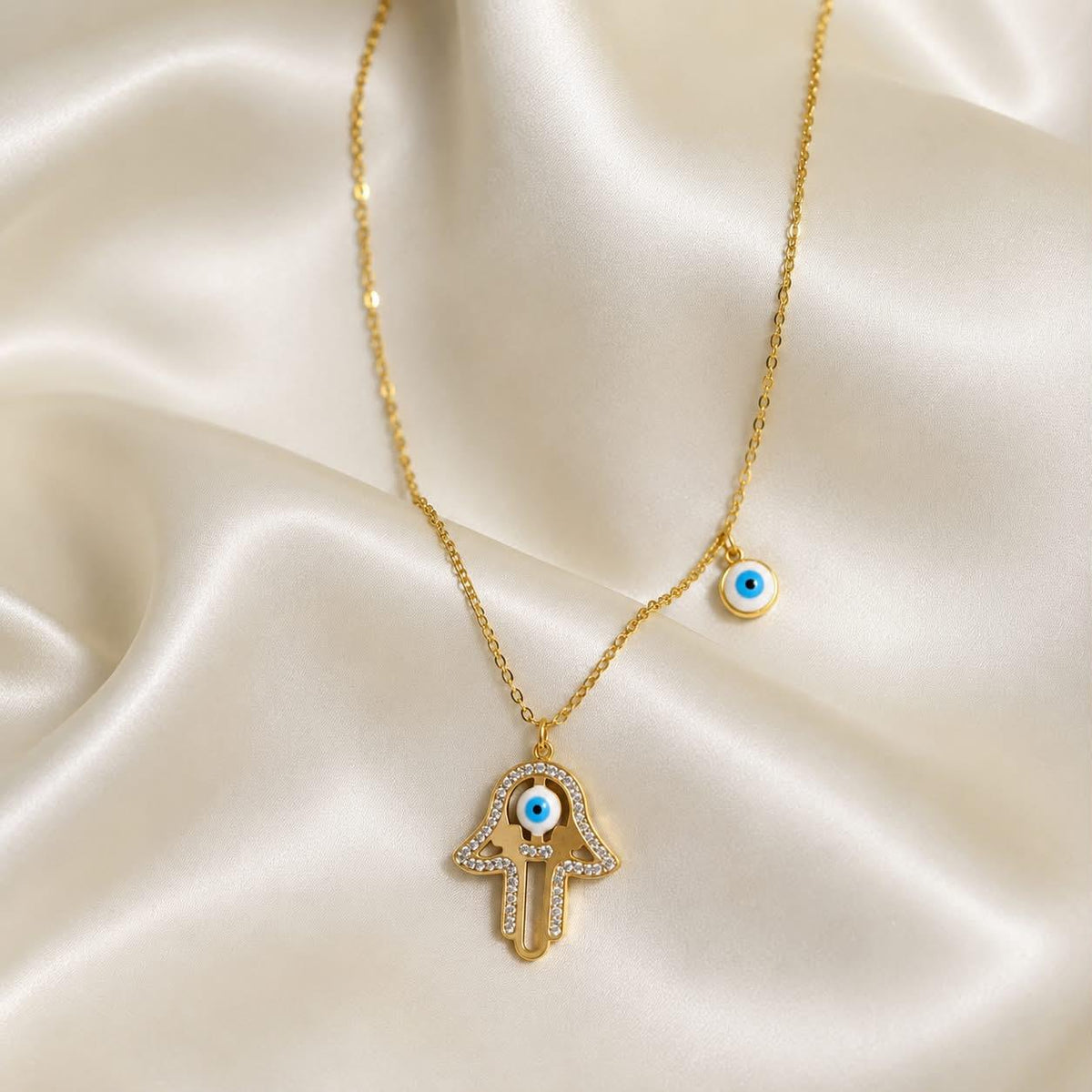 Hamsa Hand Evil Eye Necklace